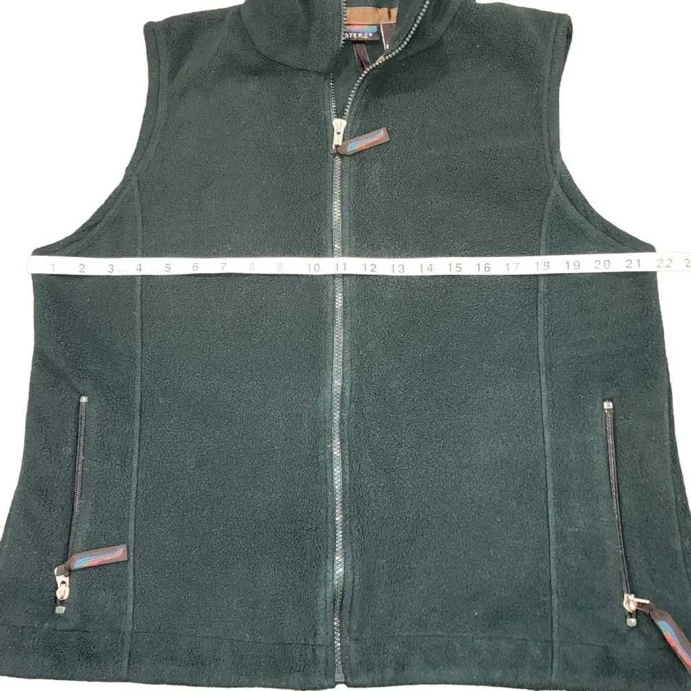 Layers Men's Black Polartec Sleeveless‎ Stand-Up Collar Full Zip Fleece Vest XL